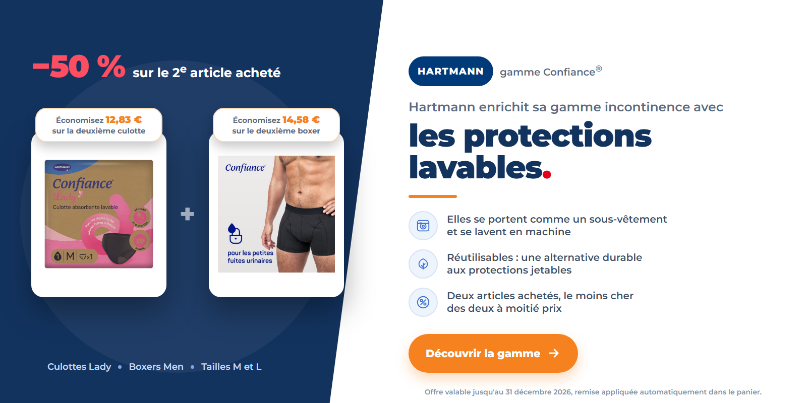 Hartmann enrichit sa gamme incontinence avec les protections lavables